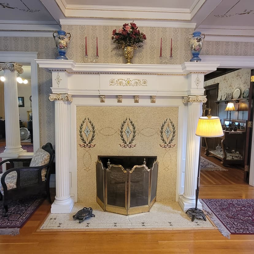 Fireplace with Tiffany mosaic